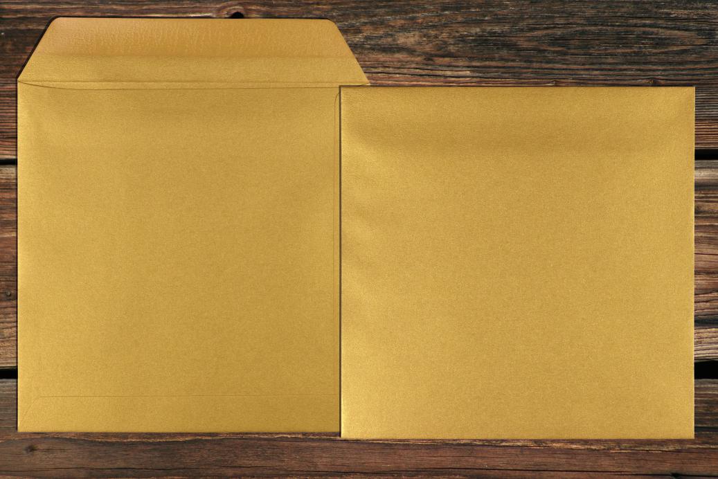 Versandtaschen 220x220 mm Nassklebend Metallic Gold 120 g/qm